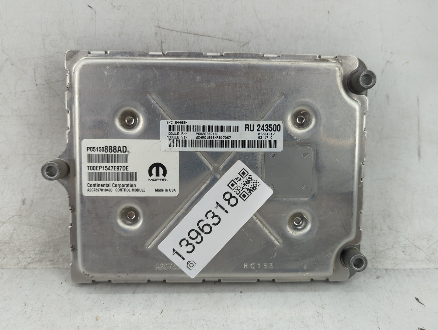 2017 Chrysler Pacifica PCM Engine Control Computer ECU ECM PCU OEM P/N:05150888AD Fits OEM Used Auto Parts - Oemusedautopart