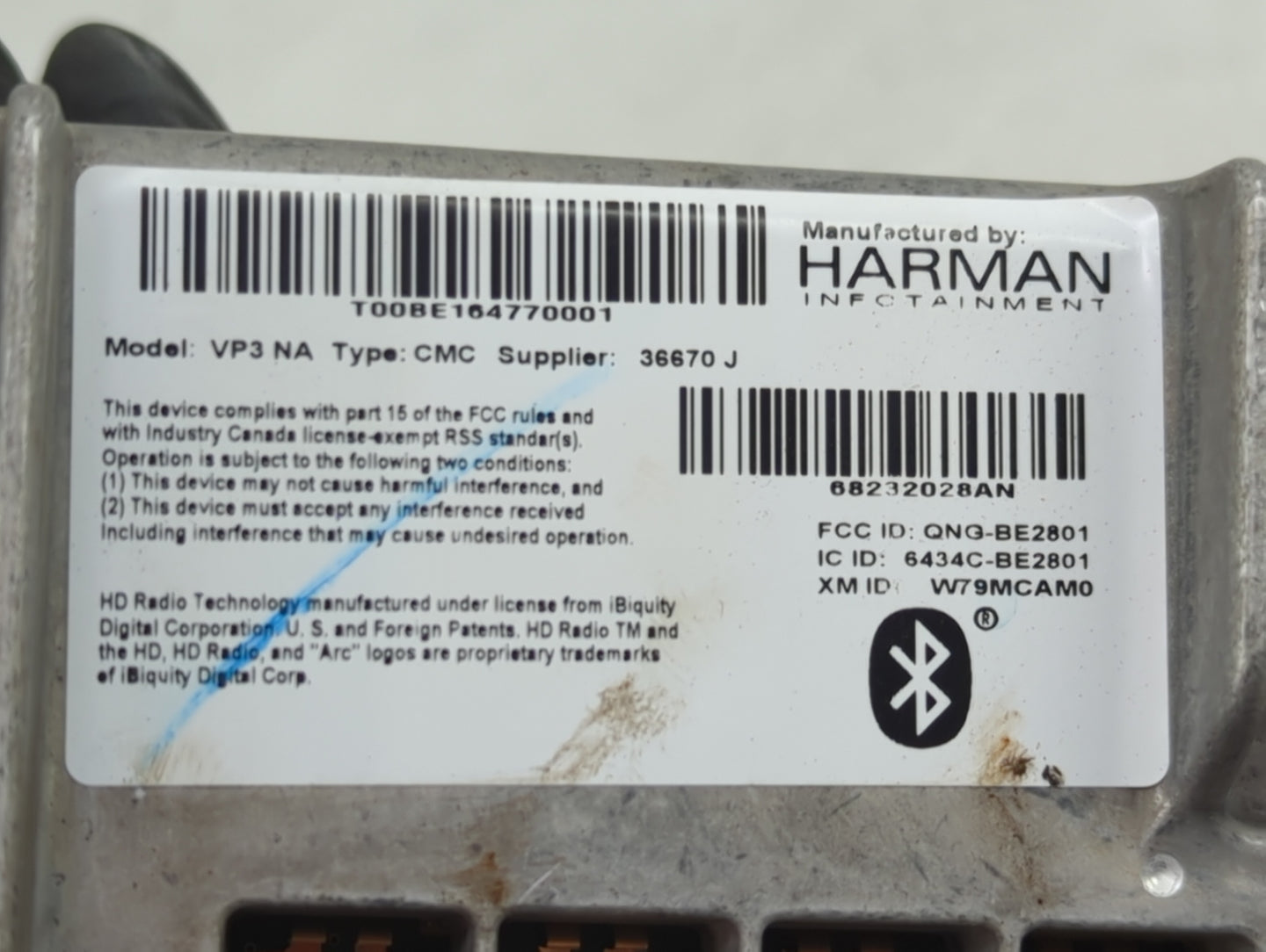 2017-2018 Chrysler Pacifica Radio AM FM Cd Player Receiver Replacement P/N:T00BE164770001 68232028AN Fits Fits 2017 2018 OEM