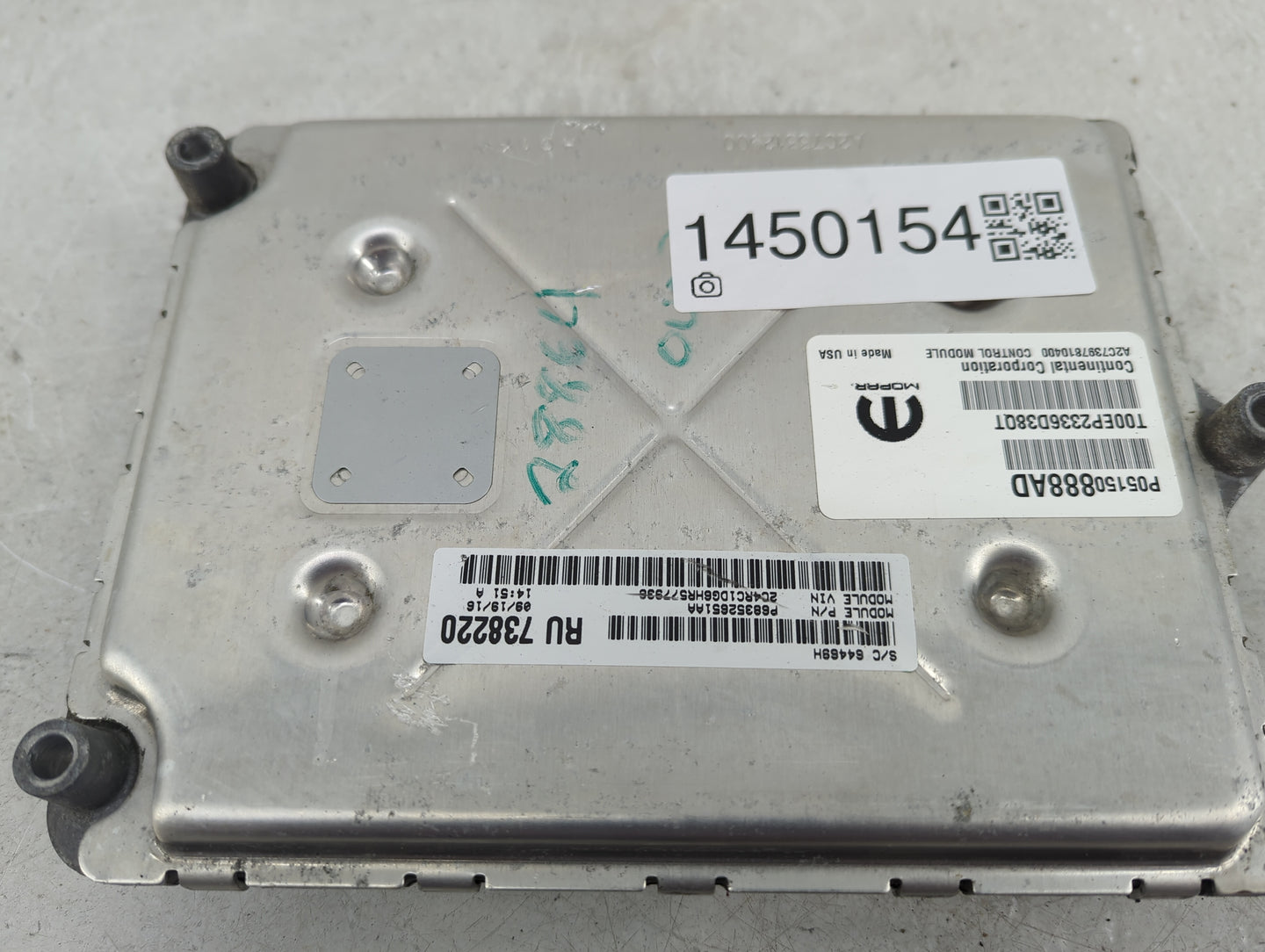 2017 Chrysler Pacifica PCM Engine Control Computer ECU ECM PCU OEM P/N:P05150888AD Fits OEM Used Auto Parts - Oemusedautopar