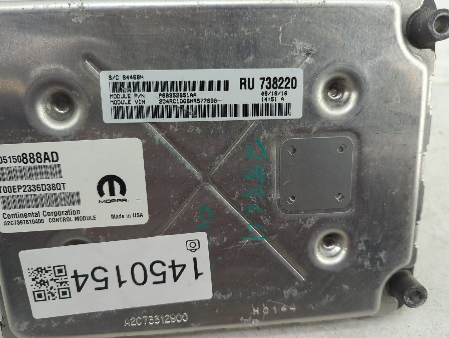 2017 Chrysler Pacifica PCM Engine Control Computer ECU ECM PCU OEM P/N:P05150888AD Fits OEM Used Auto Parts - Oemusedautopar