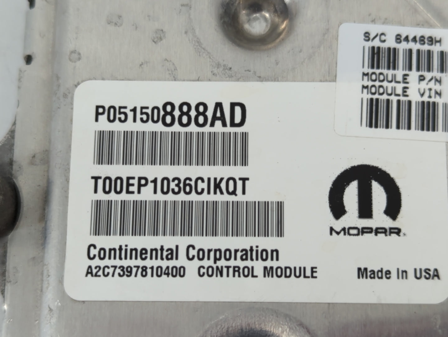 2017 Chrysler Pacifica PCM Engine Control Computer ECU ECM PCU OEM P/N:05150888AD Fits OEM Used Auto Parts - Oemusedautopart