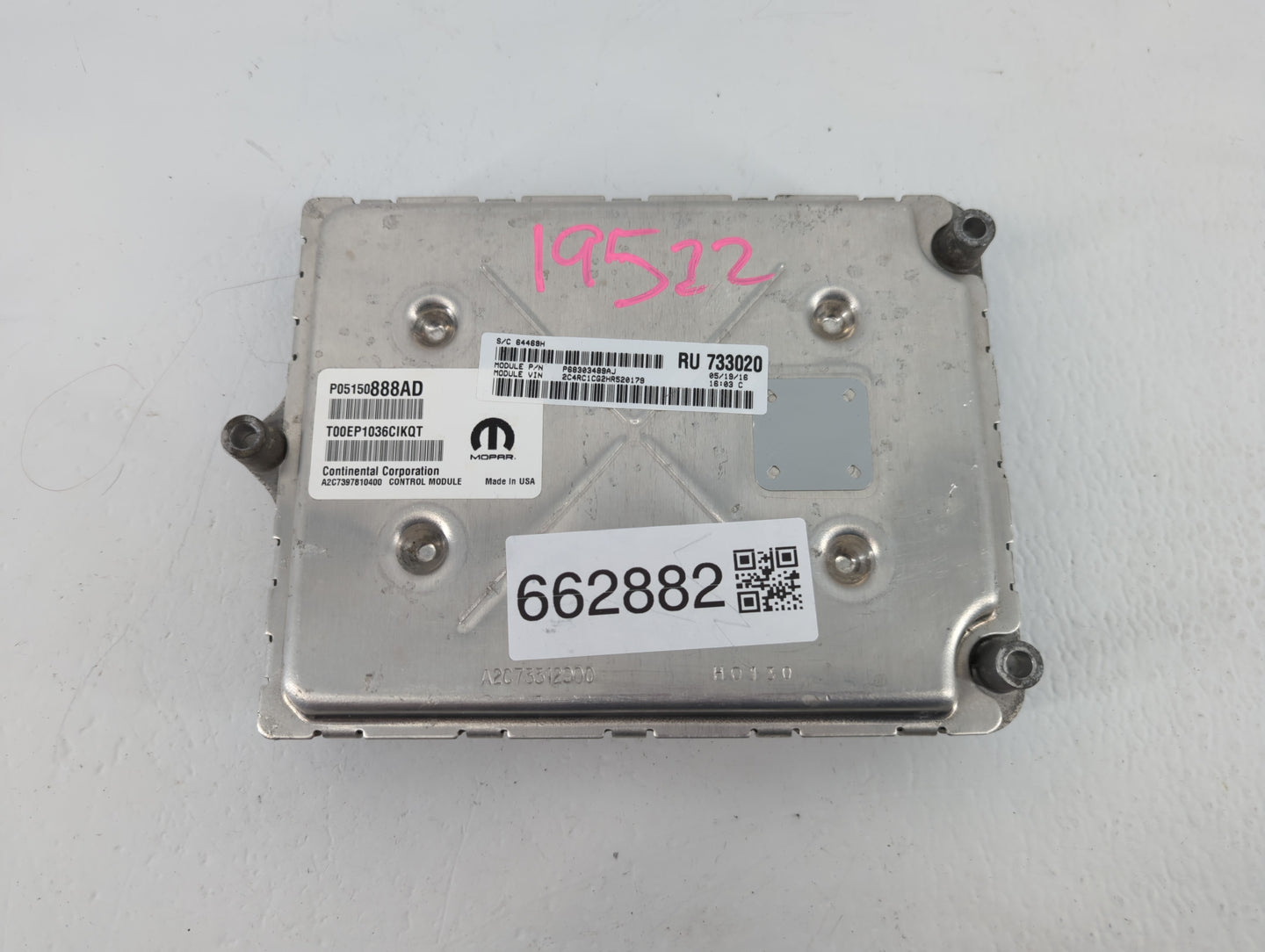 2017 Chrysler Pacifica PCM Engine Control Computer ECU ECM PCU OEM P/N:05150888AD Fits OEM Used Auto Parts - Oemusedautopart
