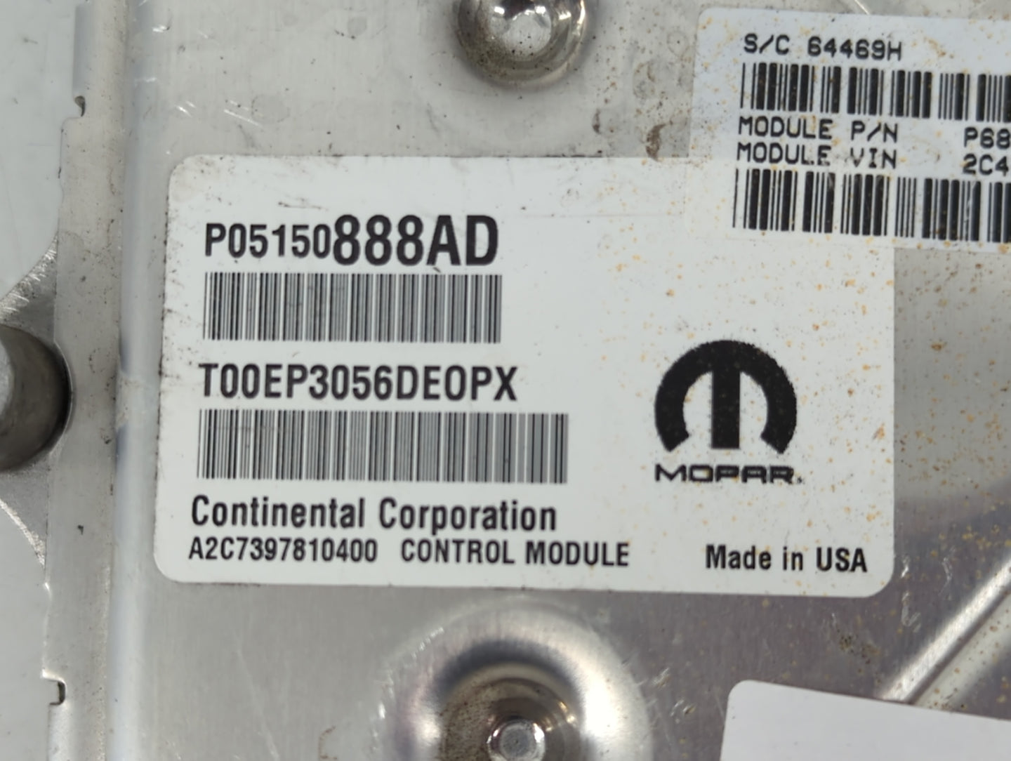 2017 Chrysler Pacifica PCM Engine Control Computer ECU ECM PCU OEM P/N:P05150888AD Fits OEM Used Auto Parts - Oemusedautopar