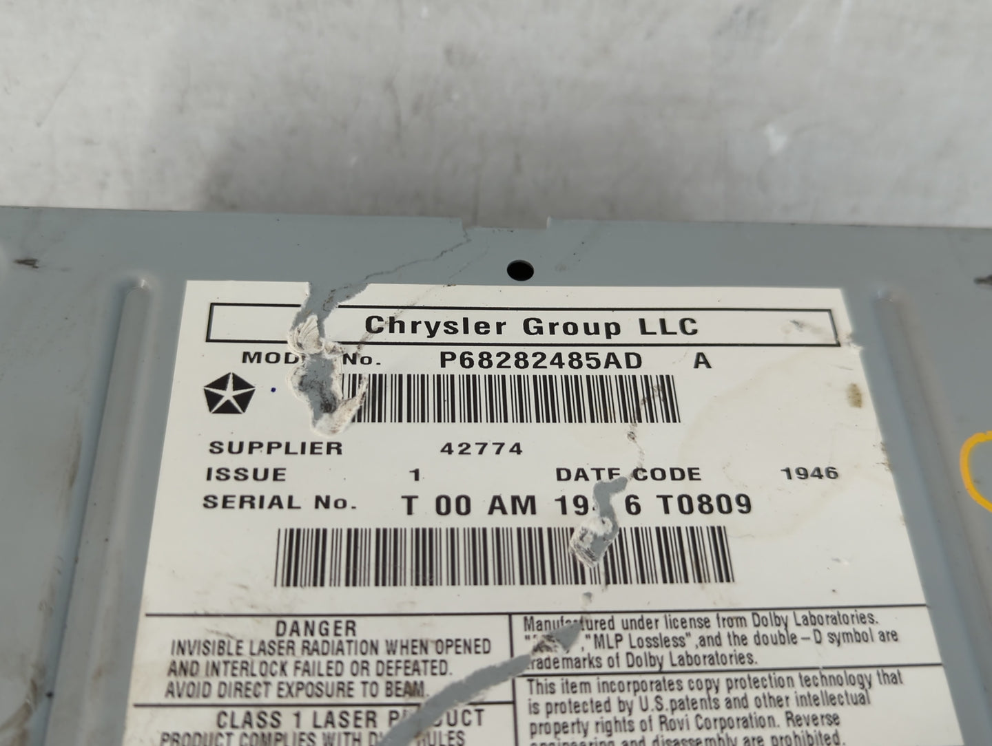 2017 Dodge Caravan Radio AM FM Cd Player Receiver Replacement P/N:P68282485AD Fits Fits 2012 2013 2014 2015 2016 2018 2019 2