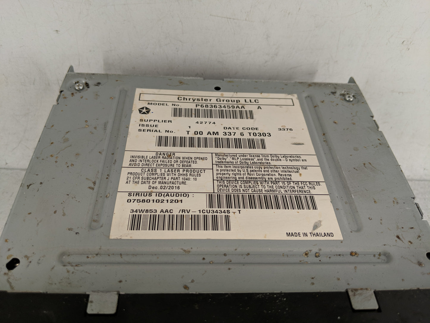 2017 Dodge Caravan Radio AM FM Cd Player Receiver Replacement P/N:P68363459AA Fits Fits 2012 2013 2014 2015 2016 2018 2019 2