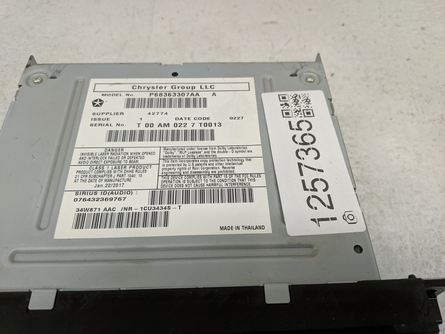 2017 Dodge Caravan Radio AM FM Cd Player Receiver Replacement Fits Fits 2012 2013 2014 2015 2016 2018 2019 2020 OEM Used Aut