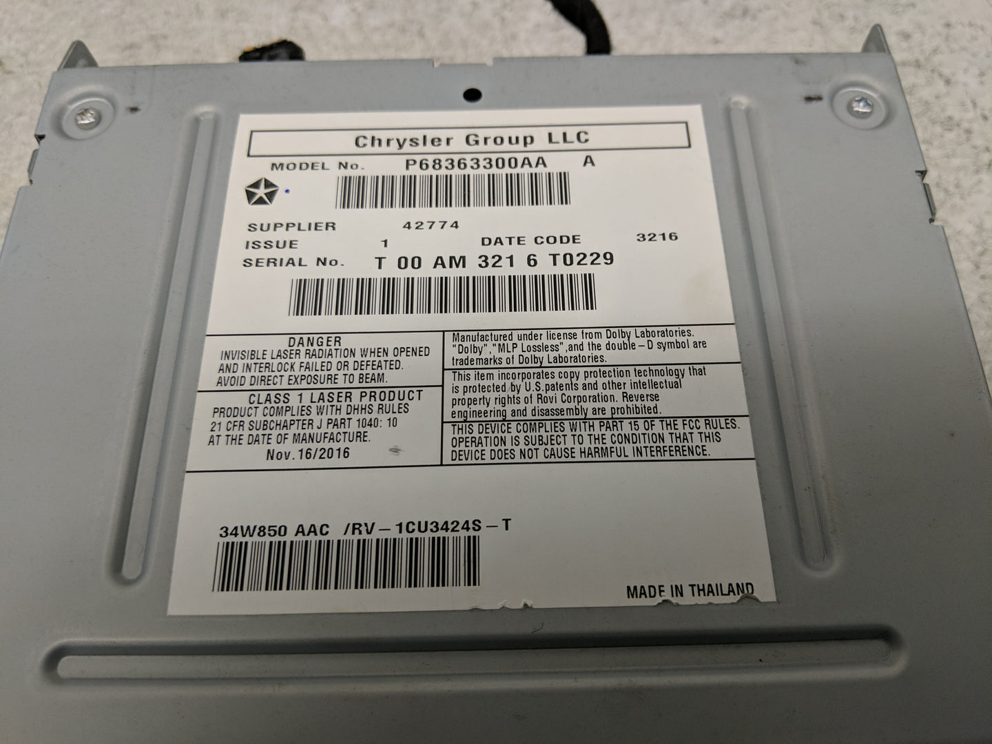 2017 Dodge Caravan Radio AM FM Cd Player Receiver Replacement P/N:68363300AA Fits Fits 2012 2013 2014 2015 2016 2018 2019 20