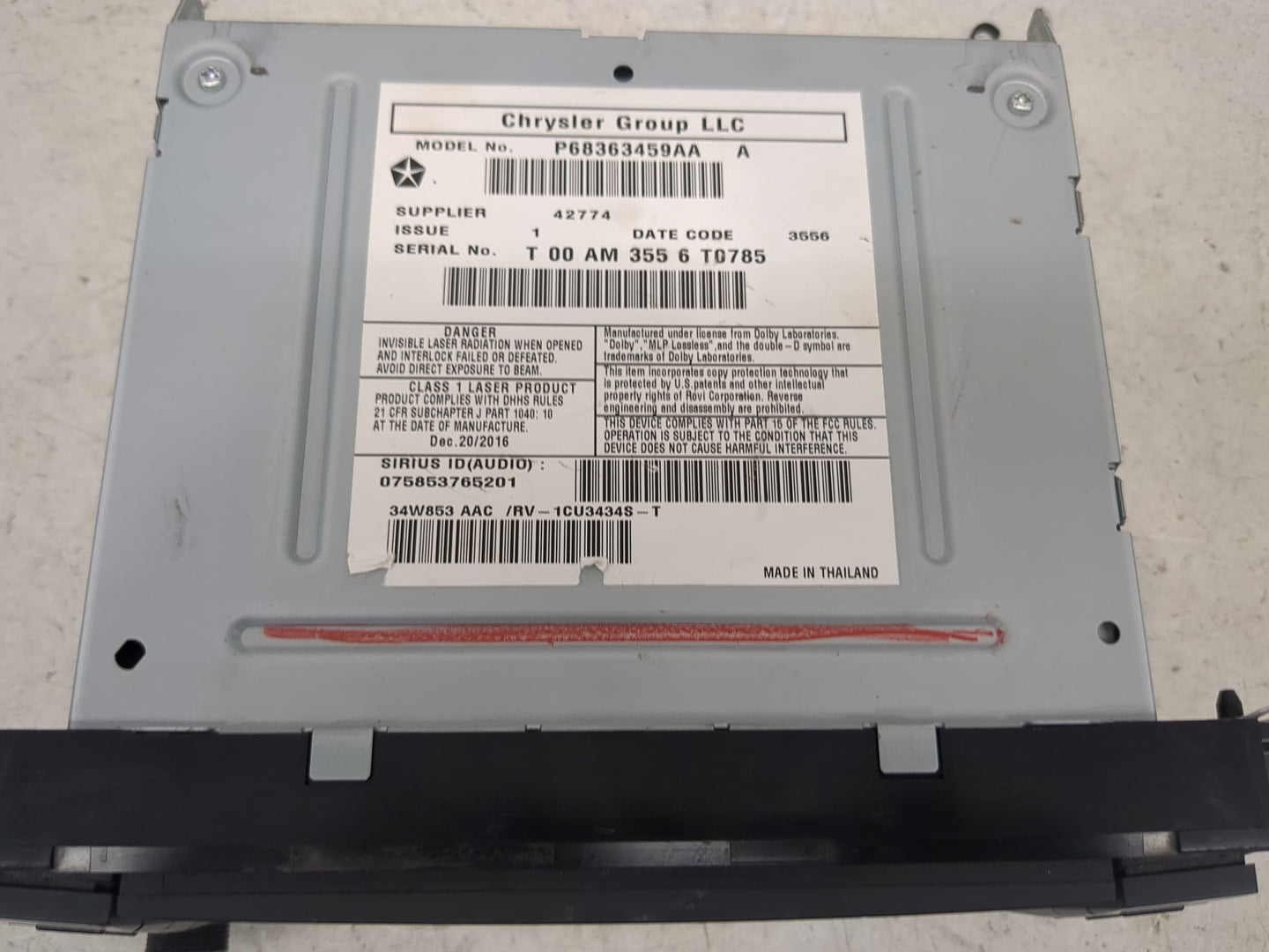 2017 Dodge Caravan Radio AM FM Cd Player Receiver Replacement P/N:P68363459AA Fits Fits 2012 2013 2014 2015 2016 2018 2019 2