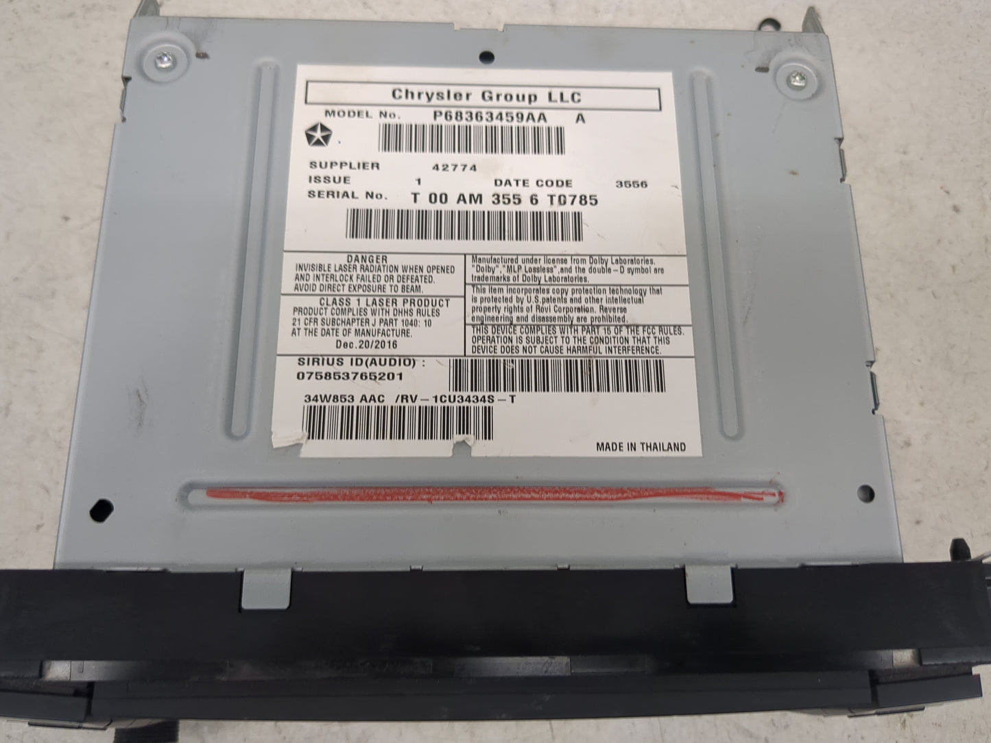 2017 Dodge Caravan Radio AM FM Cd Player Receiver Replacement P/N:P68363459AA Fits Fits 2012 2013 2014 2015 2016 2018 2019 2