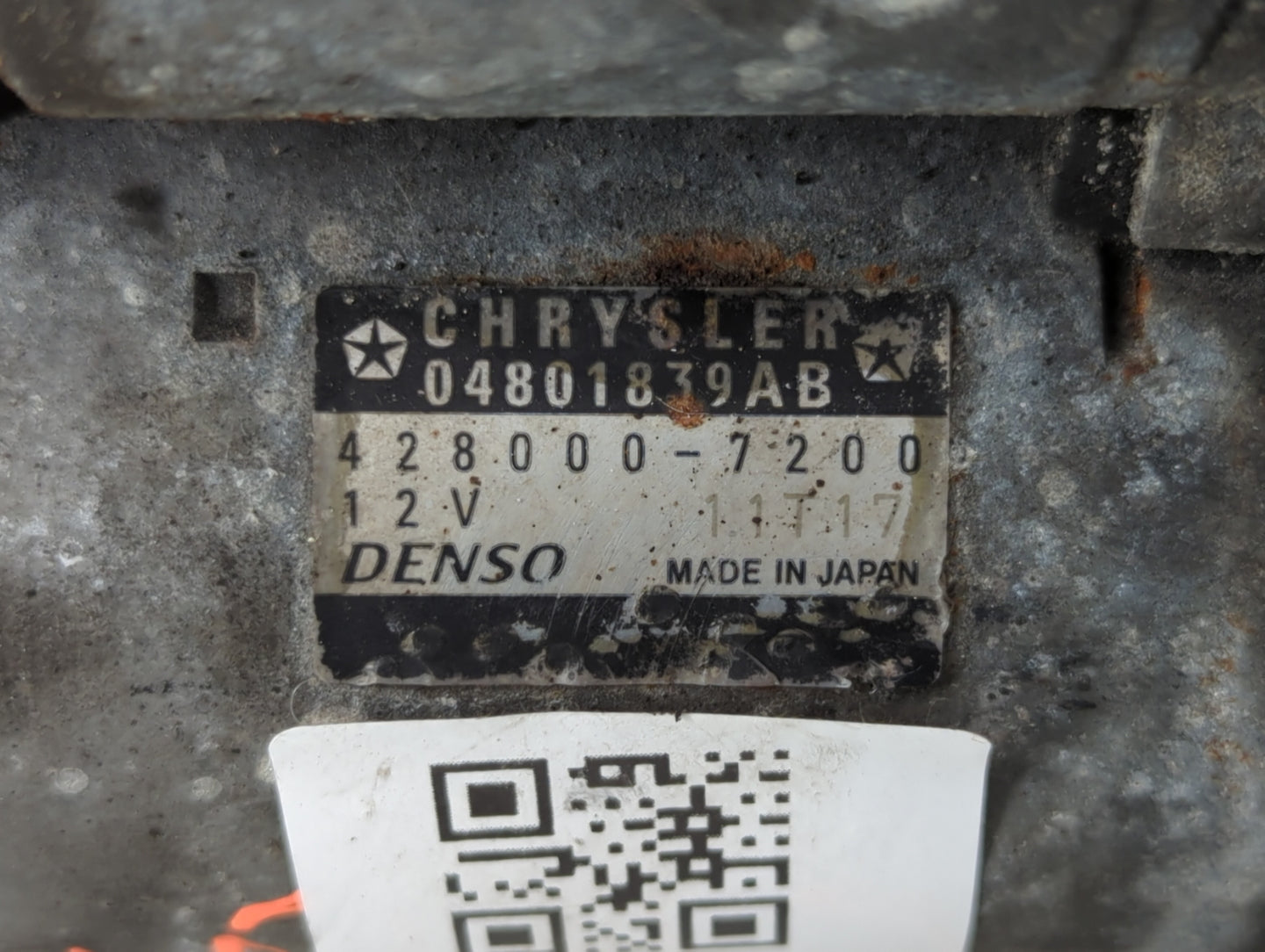 2017 Dodge Caravan Car Starter Motor Solenoid OEM P/N:428000-7200 04801839AB Fits OEM Used Auto Parts - Oemusedautoparts1.co