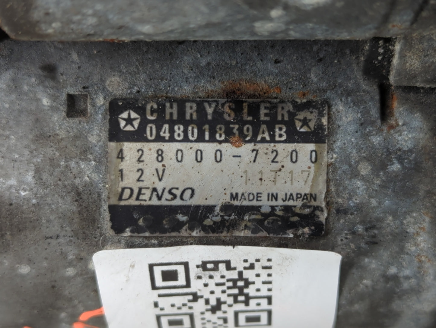 2017 Dodge Caravan Car Starter Motor Solenoid OEM P/N:428000-7200 04801839AB Fits OEM Used Auto Parts - Oemusedautoparts1.co