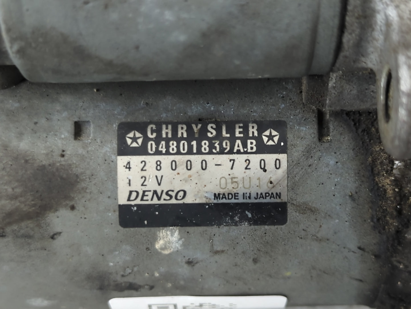 2017 Dodge Caravan Car Starter Motor Solenoid OEM P/N:428000-7200 04801839AB Fits OEM Used Auto Parts - Oemusedautoparts1.co
