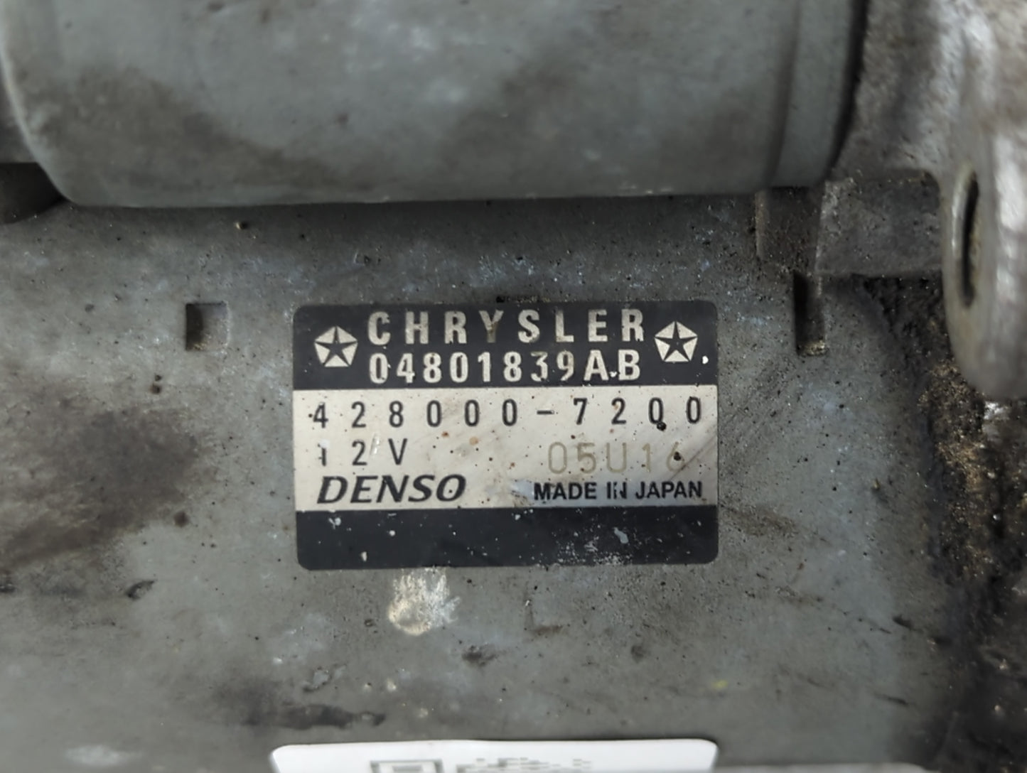 2017 Dodge Caravan Car Starter Motor Solenoid OEM P/N:428000-7200 04801839AB Fits OEM Used Auto Parts - Oemusedautoparts1.co