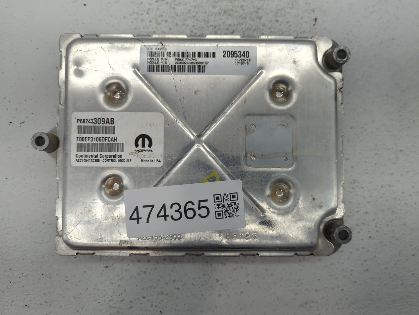 2016-2017 Dodge Challenger PCM Engine Control Computer ECU ECM PCU OEM P/N:P68243309AA P68243309AB Fits Fits 2016 2017 OEM U