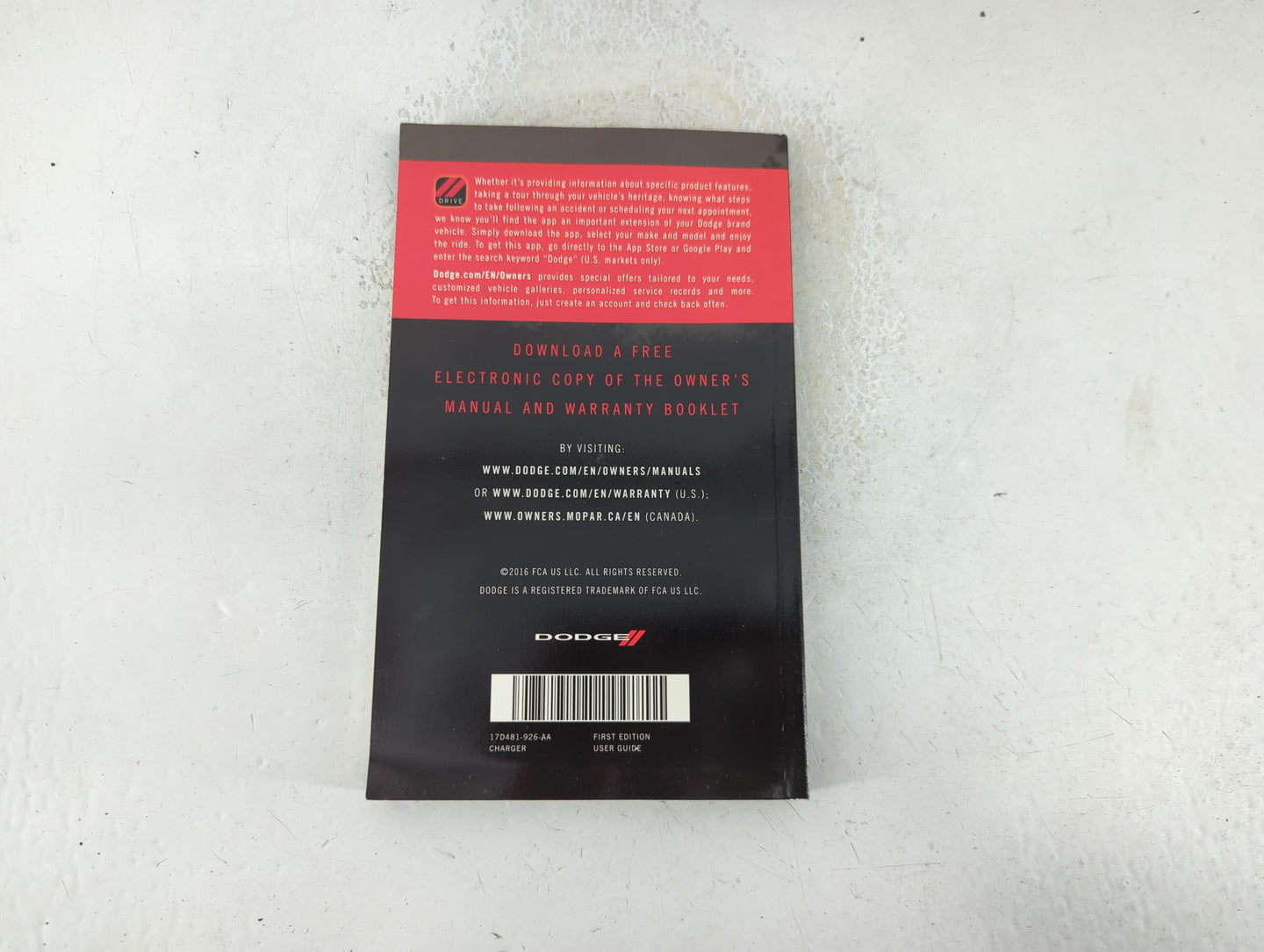 2017 Dodge Charger Owners Manual Book Guide P/N:17D481-926-AA OEM Used Auto Parts - Oemusedautoparts1.com