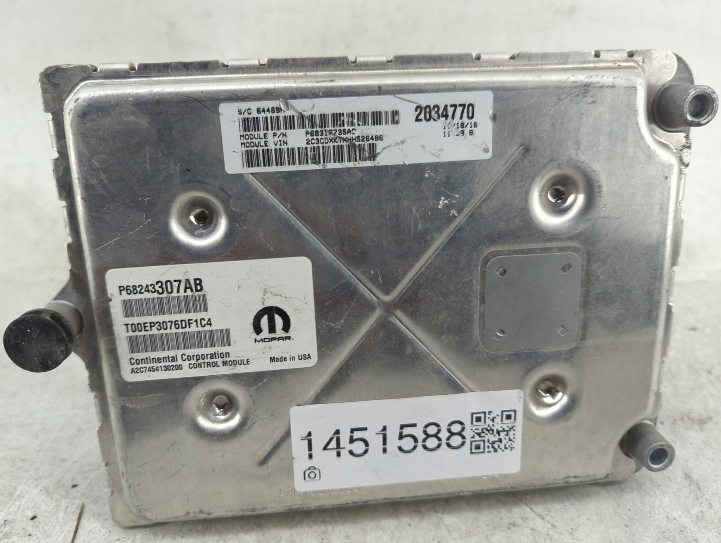 2016-2017 Dodge Charger PCM Engine Control Computer ECU ECM PCU OEM P/N:P68243307AB Fits Fits 2016 2017 OEM Used Auto Parts 