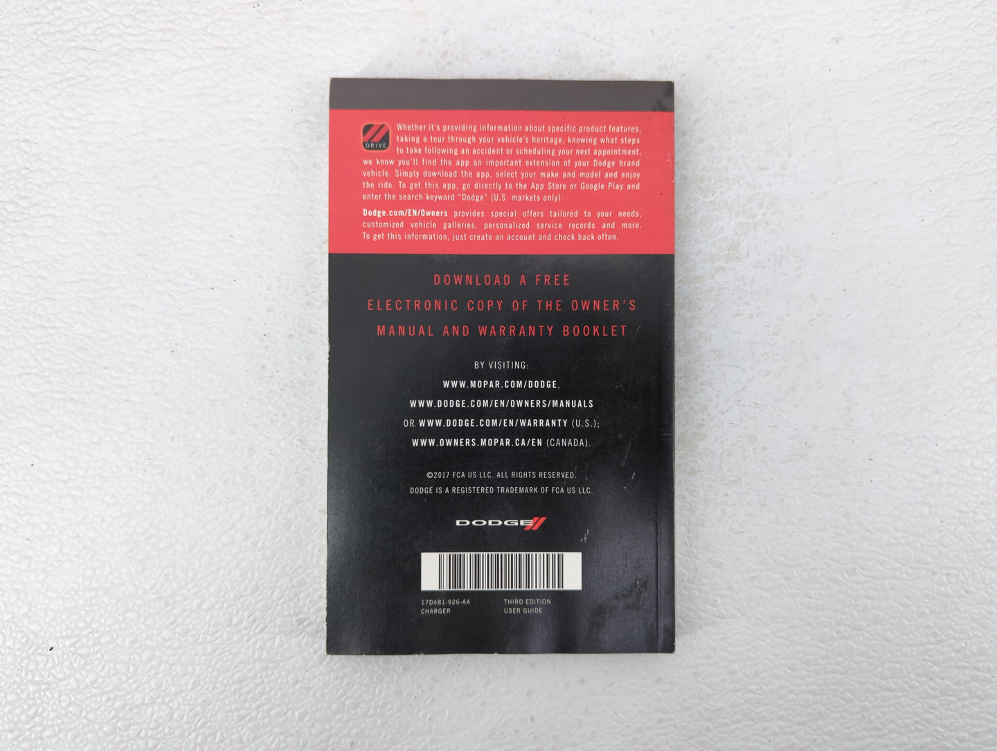 2017 Dodge Charger Owners Manual Book Guide OEM Used Auto Parts - Oemusedautoparts1.com