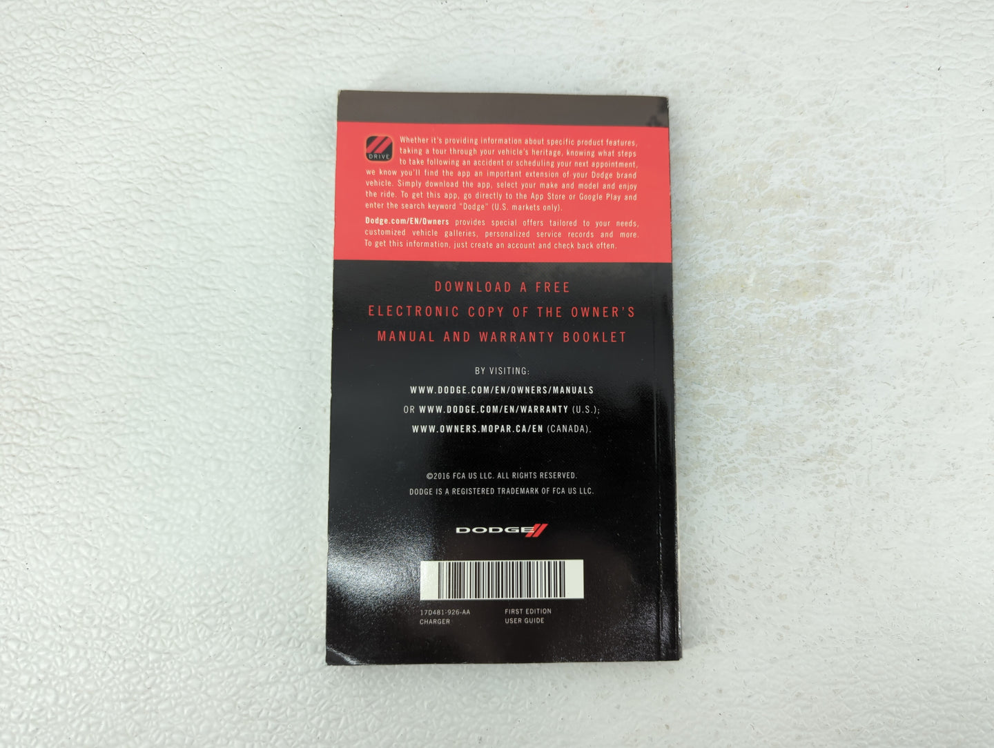 2017 Dodge Charger Owners Manual Book Guide OEM Used Auto Parts - Oemusedautoparts1.com