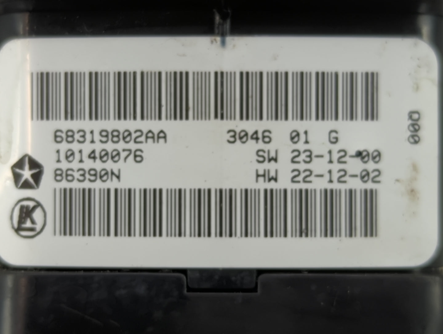 2016-2021 Dodge Durango Master Power Window Switch Replacement Driver Side Left P/N:68319802AA Fits OEM Used Auto Parts - Oe