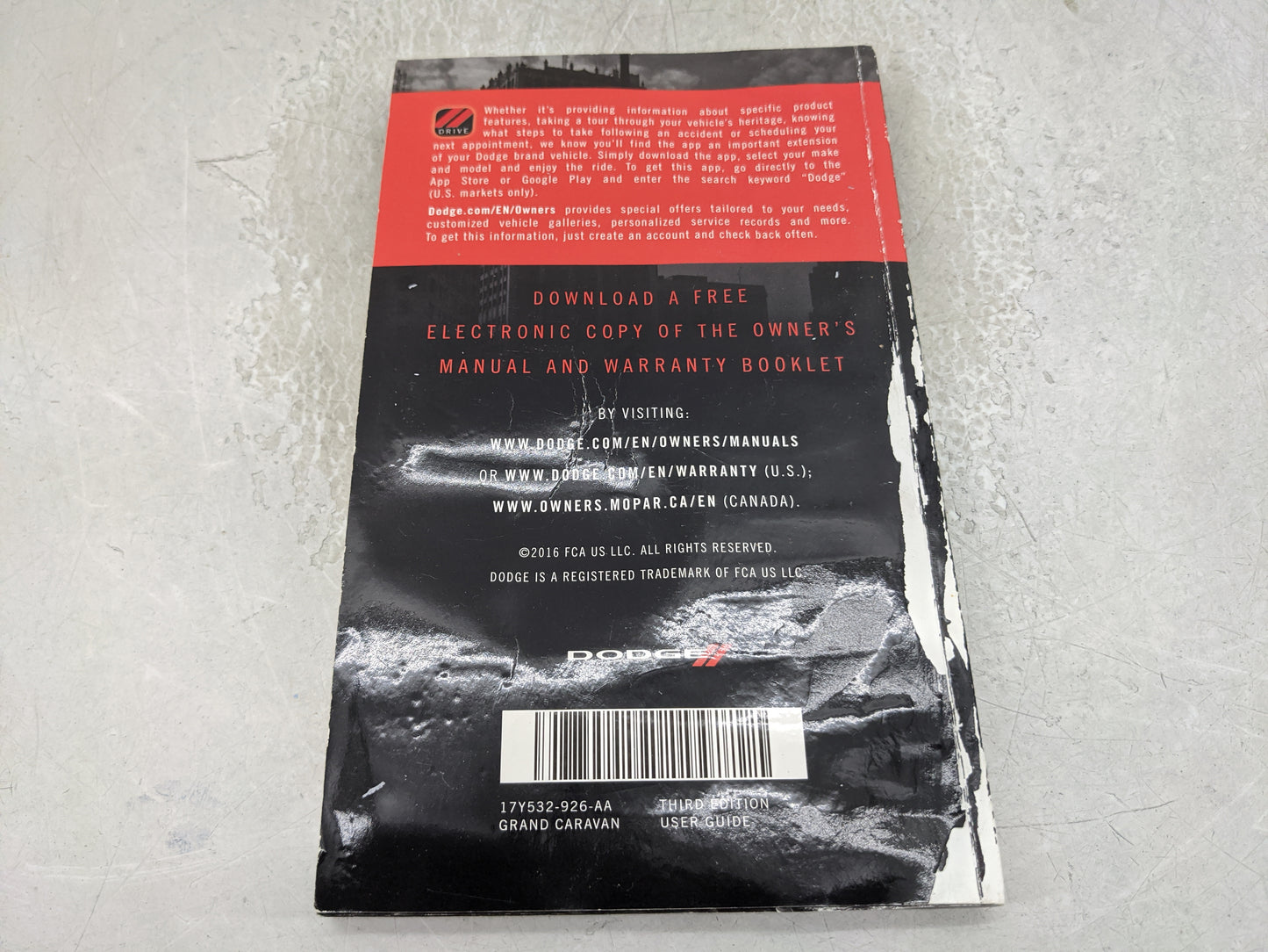2017 Dodge Grand Caravan Owners Manual Book Guide OEM Used Auto Parts - Oemusedautoparts1.com
