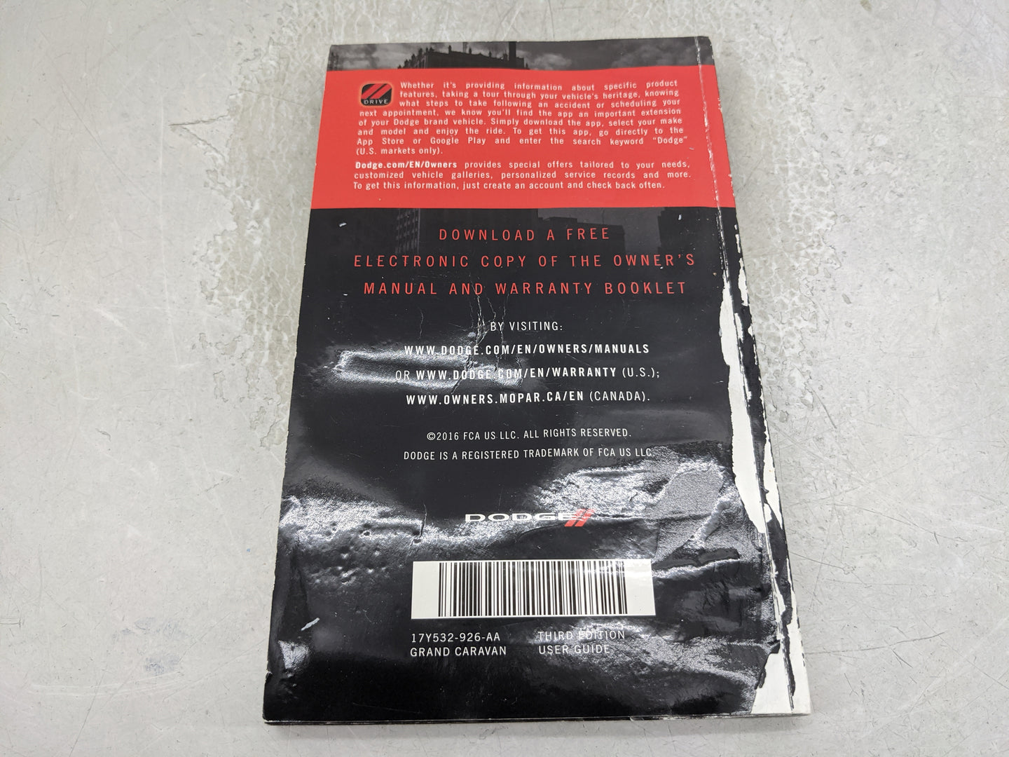 2017 Dodge Grand Caravan Owners Manual Book Guide OEM Used Auto Parts - Oemusedautoparts1.com