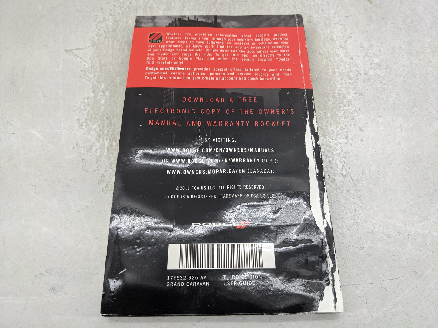 2017 Dodge Grand Caravan Owners Manual Book Guide OEM Used Auto Parts - Oemusedautoparts1.com