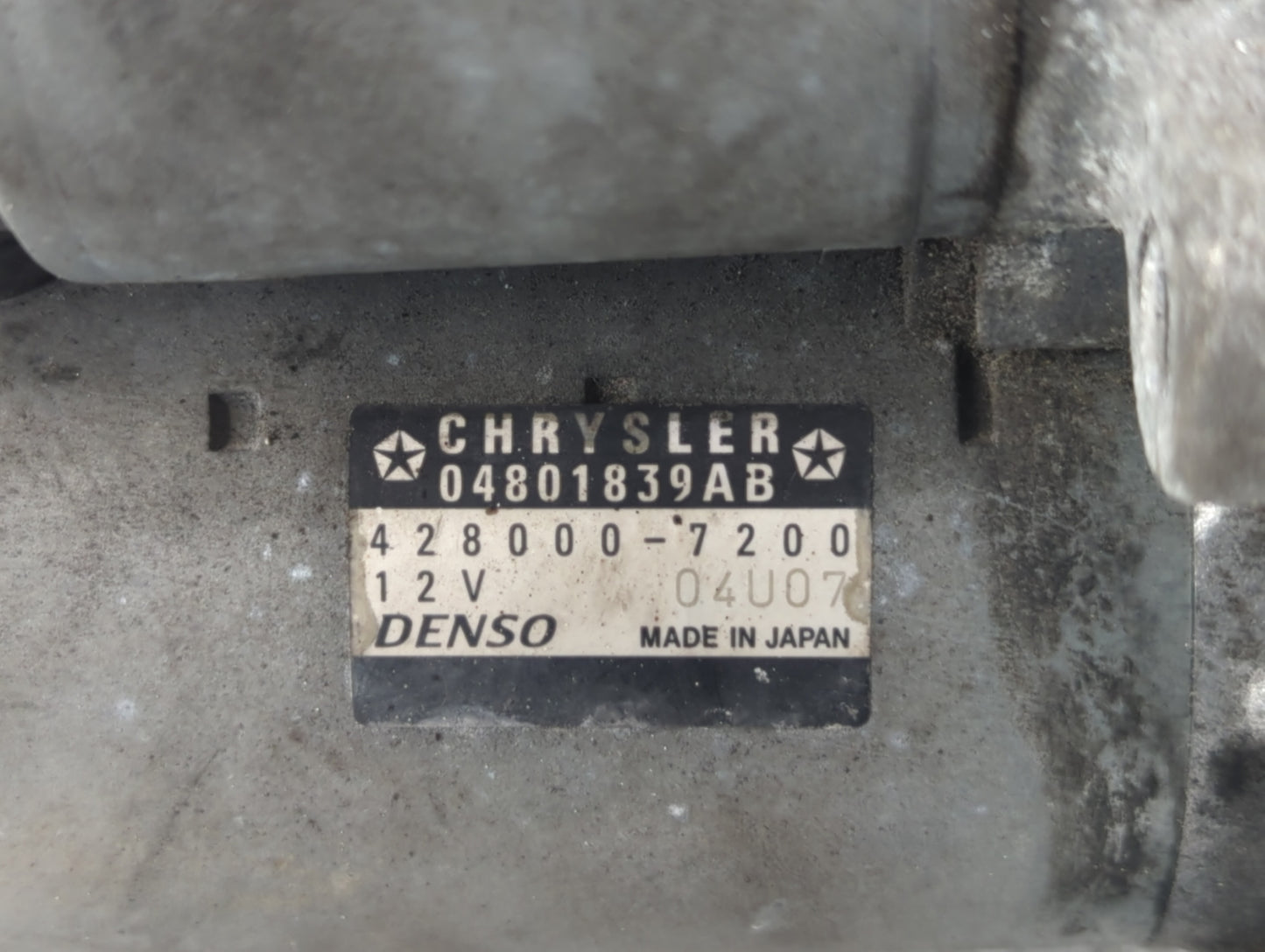 2011-2020 Dodge Grand Caravan Car Starter Motor Solenoid OEM P/N:428000-7200 04801839AB Fits OEM Used Auto Parts - Oemusedau