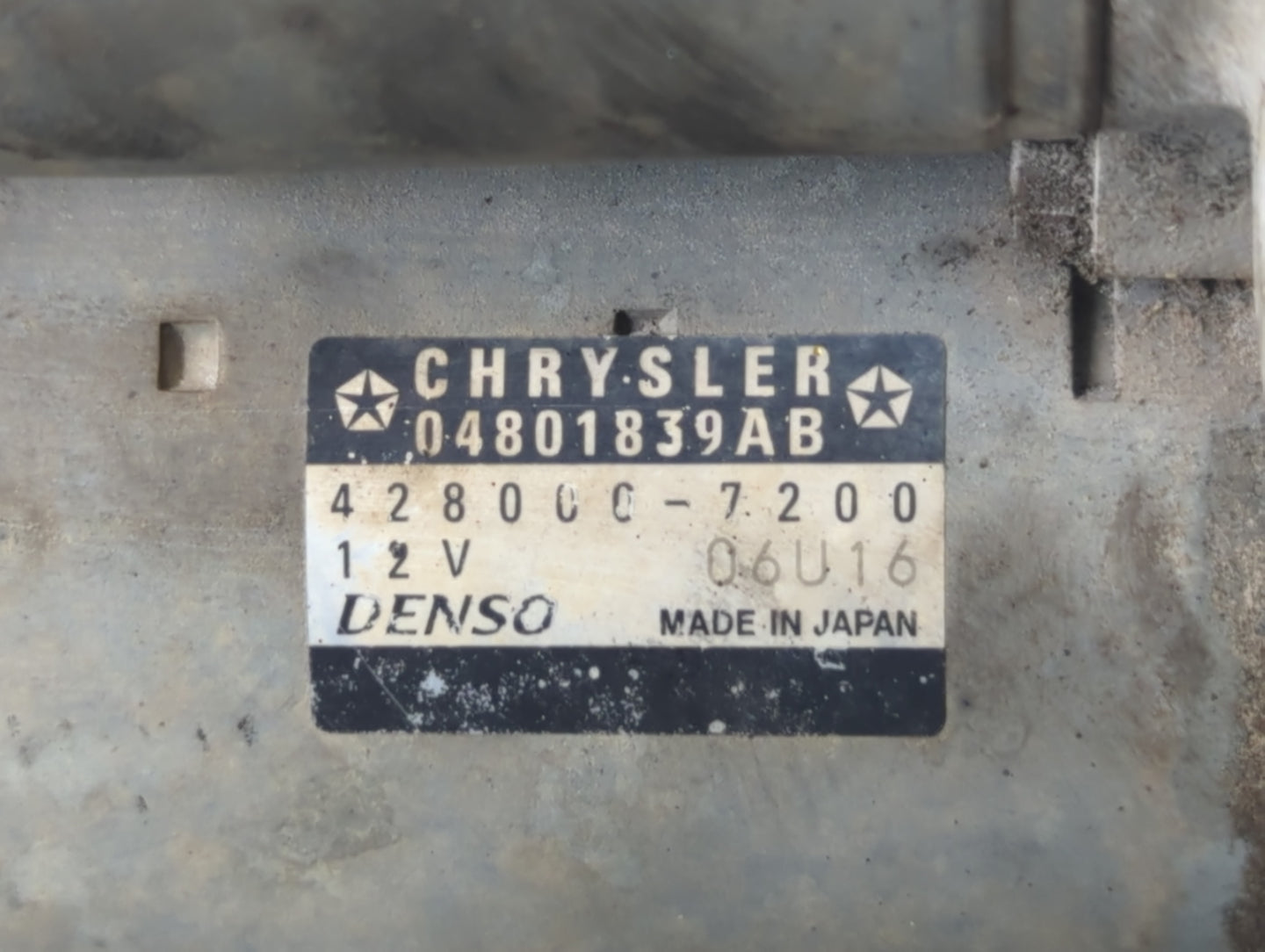 2011-2020 Dodge Grand Caravan Car Starter Motor Solenoid OEM P/N:428000-7200 04801839AB Fits OEM Used Auto Parts - Oemusedau