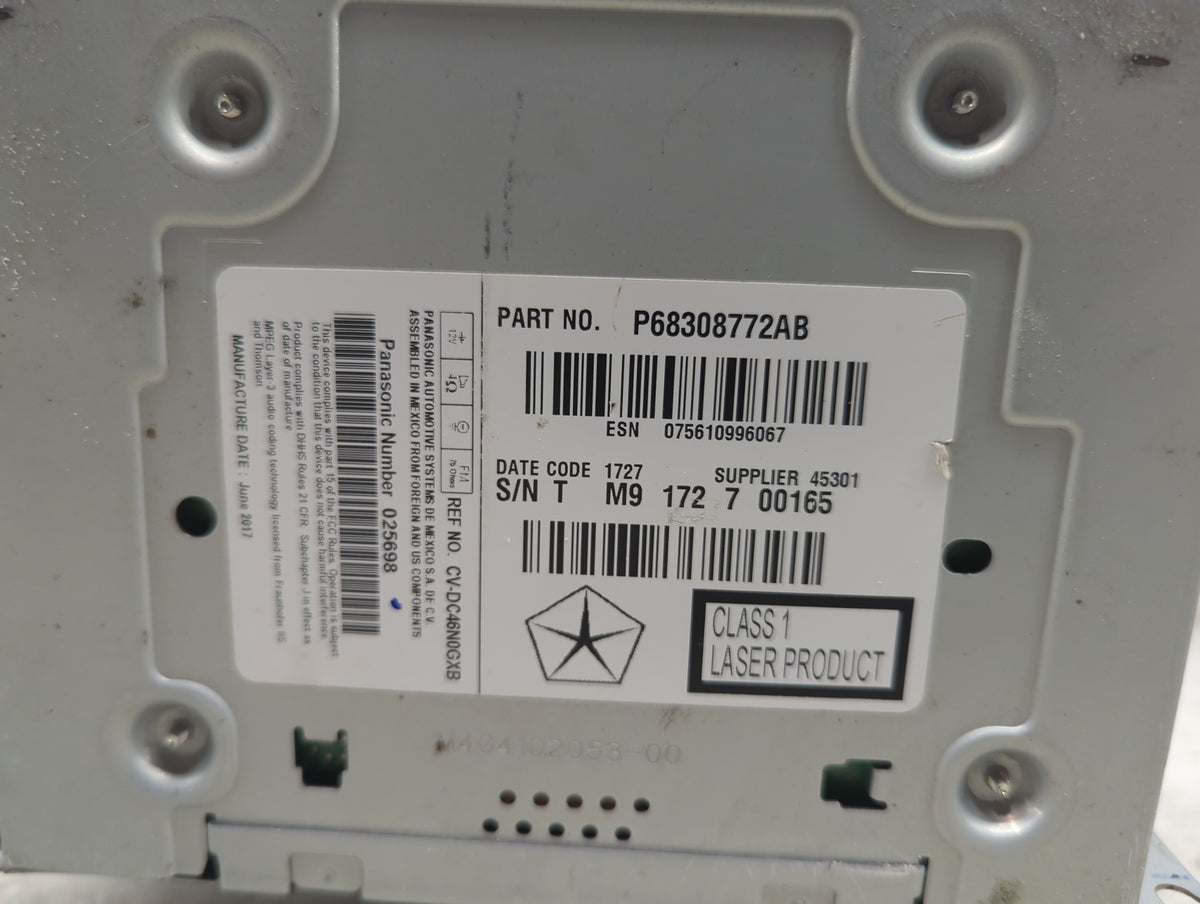 2018-2020 Dodge Journey Radio AM FM Cd Player Receiver Replacement P/N:P68308772AB CV-DC46N0GXB Fits Fits 2018 2019 2020 OEM