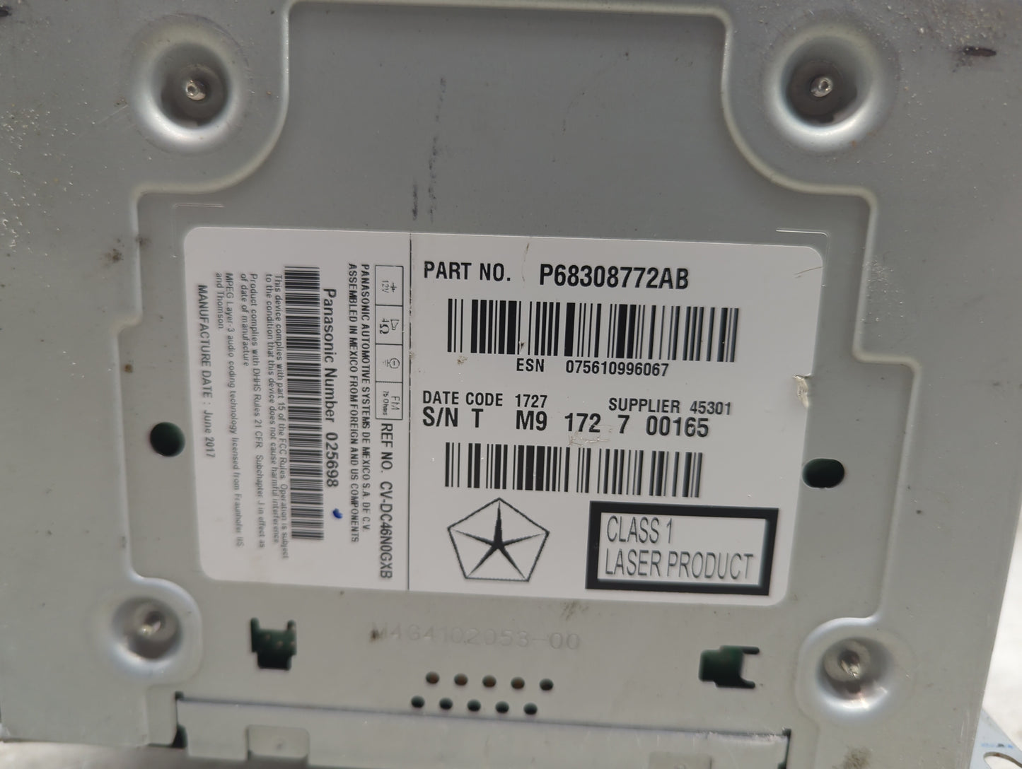 2018-2020 Dodge Journey Radio AM FM Cd Player Receiver Replacement P/N:P68308772AB CV-DC46N0GXB Fits Fits 2018 2019 2020 OEM