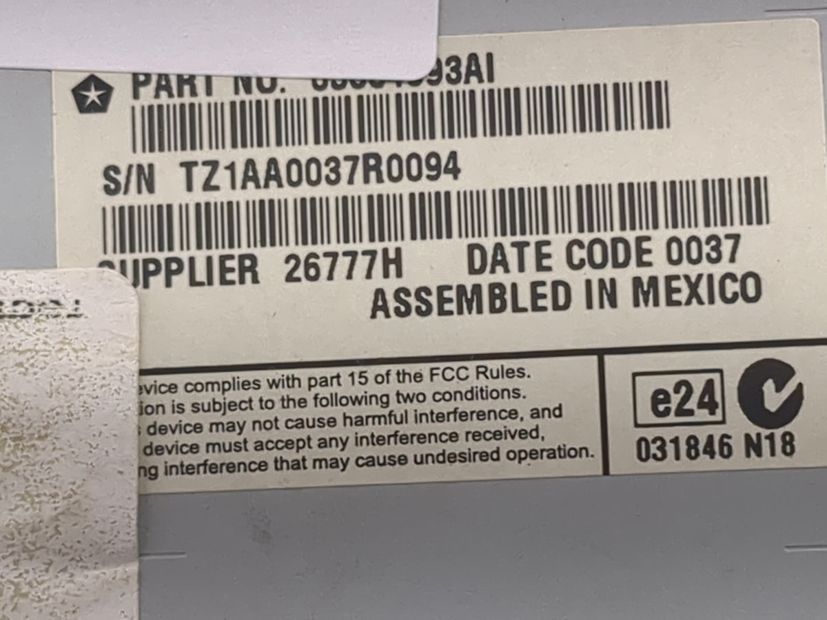 2017 Dodge Journey Information Radio Display Screen 1517858 - Oemusedautoparts1.com
