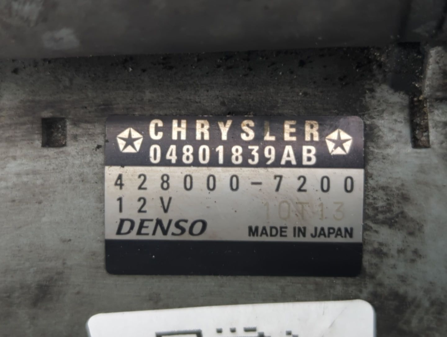 2011-2019 Dodge Journey Car Starter Motor Solenoid OEM P/N:428000-7200 04801839AB Fits OEM Used Auto Parts - Oemusedautopart