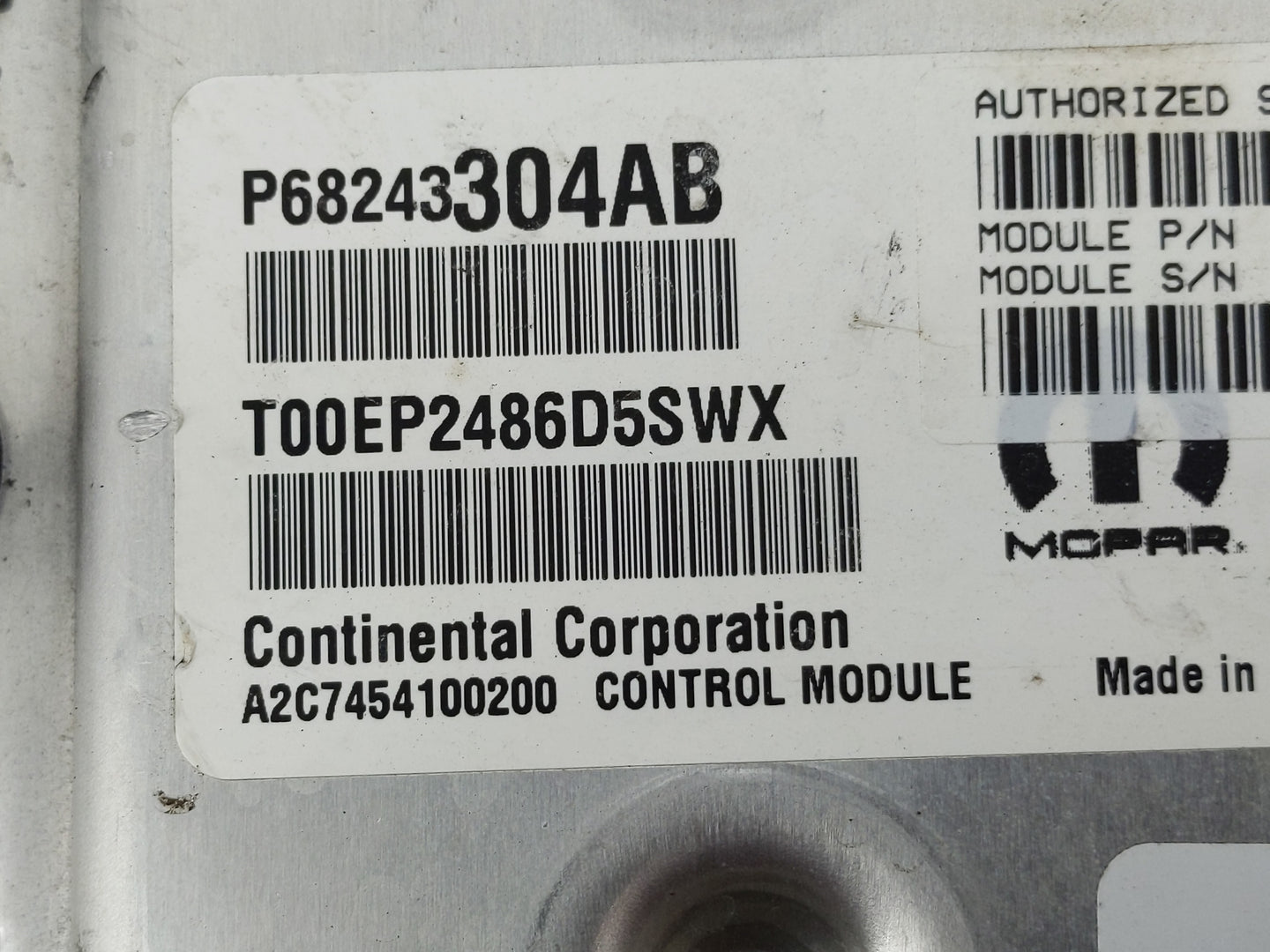 2017 Dodge Ram 1500 PCM Engine Control Computer ECU ECM PCU OEM P/N:P68243304AB Fits Fits 2016 2018 2019 2020 OEM Used Auto 