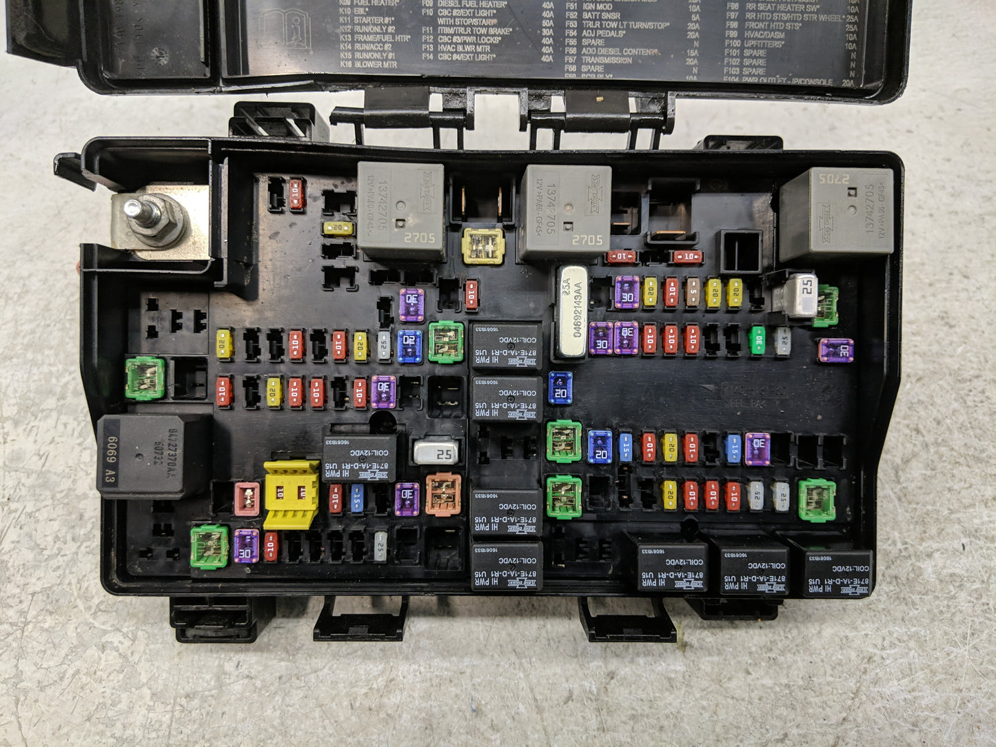 2017 Dodge Ram 1500 Fusebox Fuse Box Panel Relay Module P/N:P68322371AA Fits OEM Used Auto Parts - Oemusedautoparts1.com