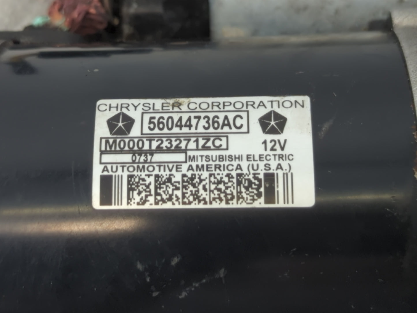 2017 Dodge Ram 1500 Car Starter Motor Solenoid OEM P/N:M000T23271ZC 56044736AC Fits OEM Used Auto Parts - Oemusedautoparts1.