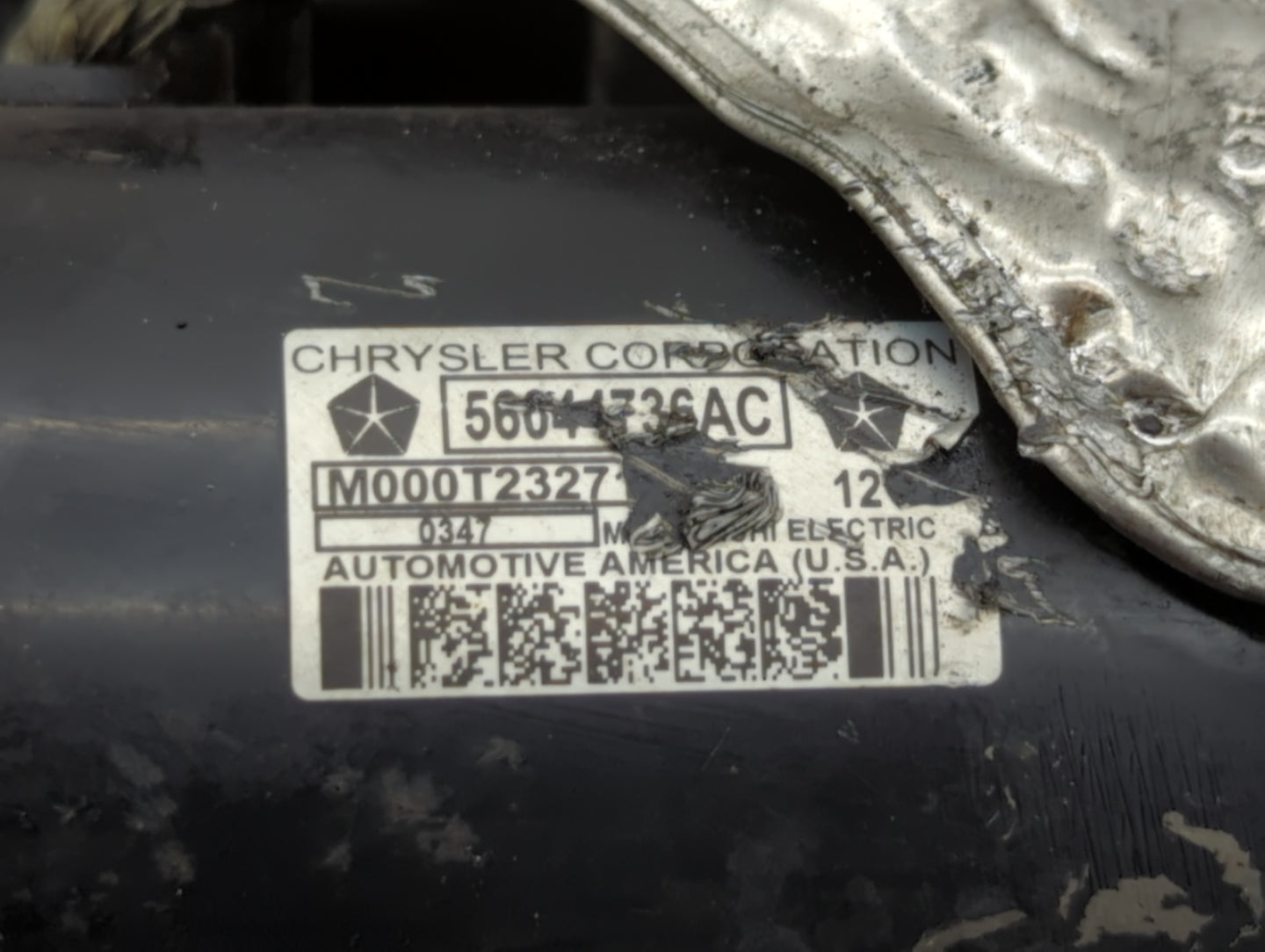 2017 Dodge Ram 1500 Car Starter Motor Solenoid OEM P/N:56644736AC Fits OEM Used Auto Parts - Oemusedautoparts1.com
