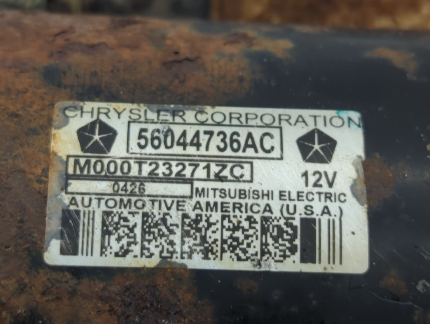 2017 Dodge Ram 1500 Car Starter Motor Solenoid OEM P/N:M000T23271ZC 56044736AC Fits OEM Used Auto Parts - Oemusedautoparts1.