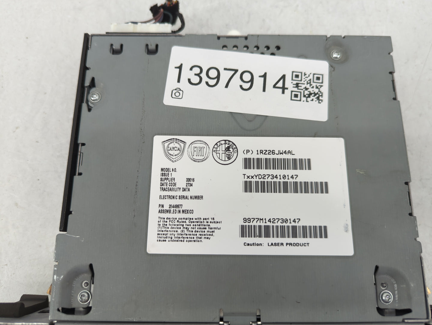 2012-2017 Fiat 500 Radio AM FM Cd Player Receiver Replacement P/N:1RZ26JW4AL Fits Fits 2012 2013 2014 2015 2016 2017 OEM Use