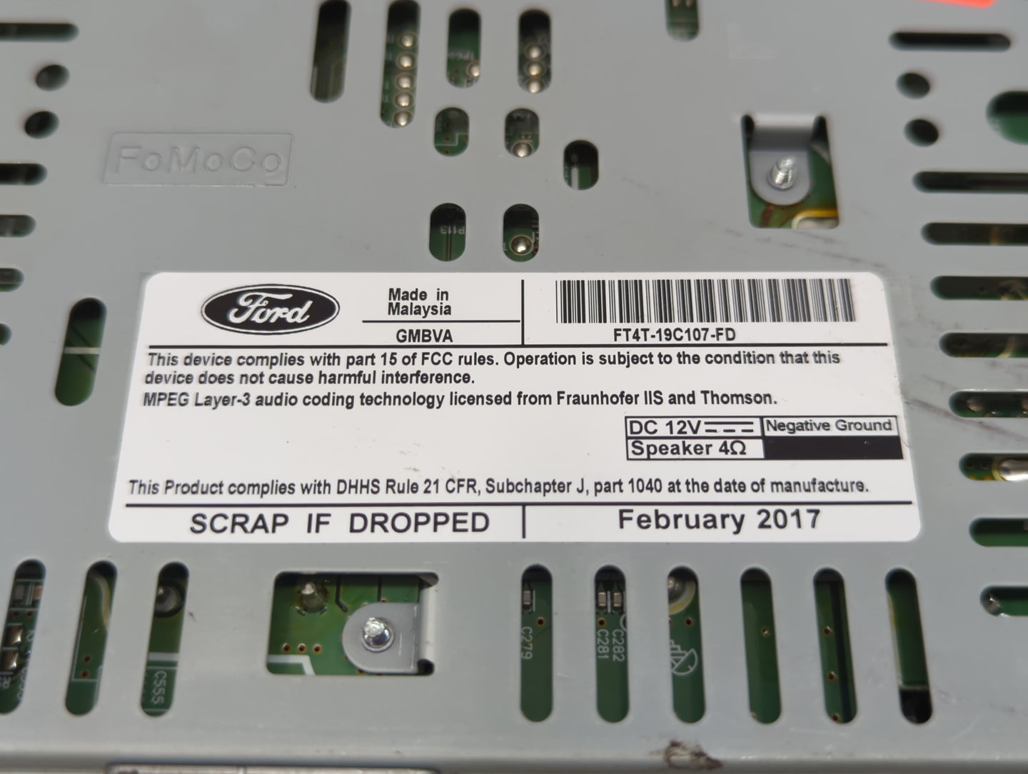 2015-2018 Ford Edge Radio AM FM Cd Player Receiver Replacement P/N:FT4T-19C107-FD Fits Fits 2015 2016 2017 2018 OEM Used Aut
