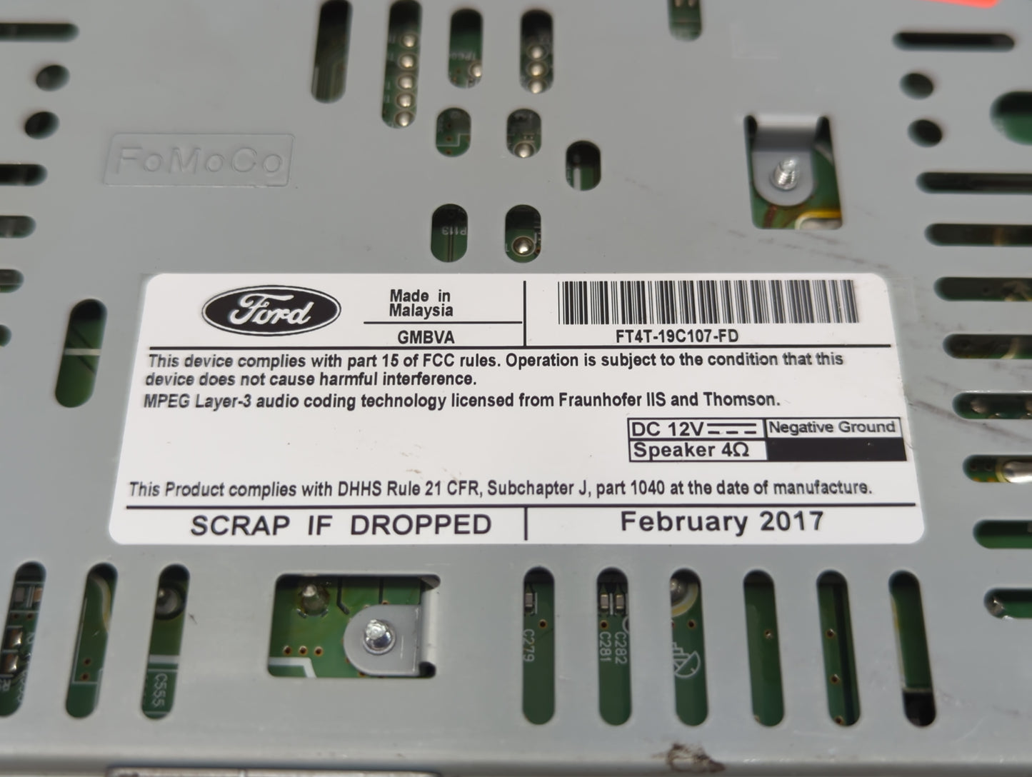 2015-2018 Ford Edge Radio AM FM Cd Player Receiver Replacement P/N:FT4T-19C107-FD Fits Fits 2015 2016 2017 2018 OEM Used Aut