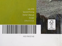 2017 Ford Escape Owners Manual Book Guide P/N:HJ5J 19A321 AB OEM Used Auto Parts - Oemusedautoparts1.com