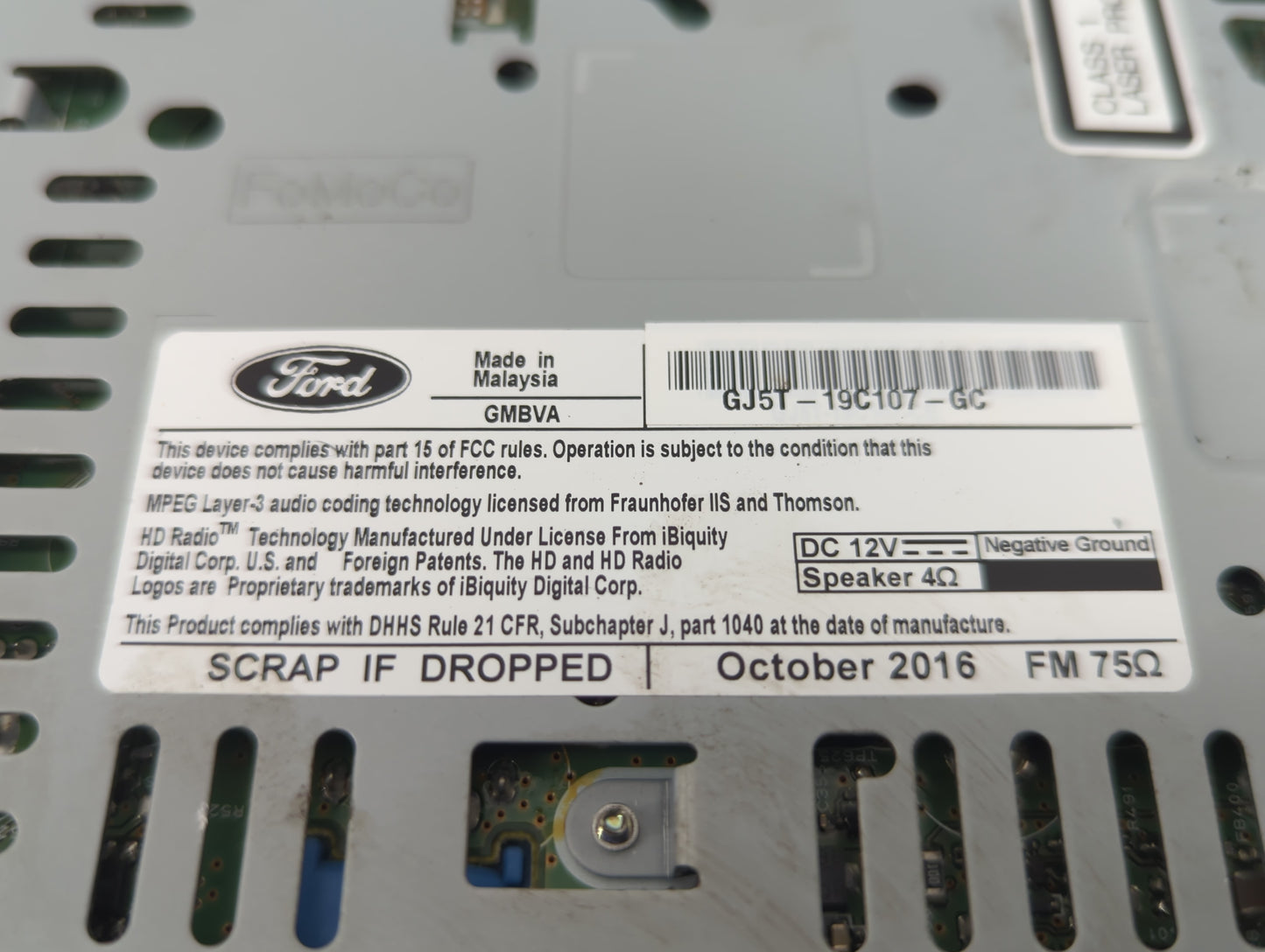 2017 Ford Escape Radio AM FM Cd Player Receiver Replacement P/N:GJ5T-19C107-GC Fits OEM Used Auto Parts - Oemusedautoparts1.