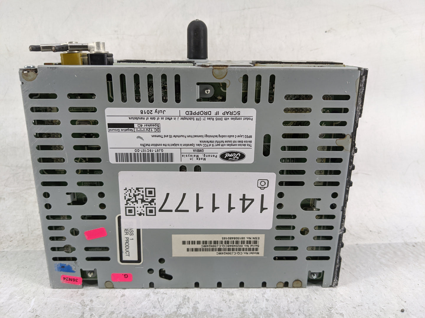 2015-2019 Ford Escape Radio AM FM Cd Player Receiver Replacement P/N:GJ5T-19C107-DC Fits Fits 2015 2016 2017 2018 2019 OEM U