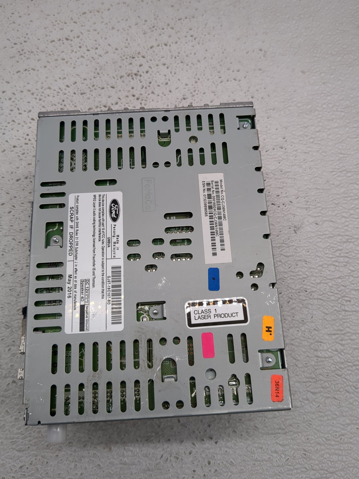 2015-2019 Ford Escape Radio AM FM Cd Player Receiver Replacement P/N:GJ5T-19C107-BD Fits Fits 2015 2016 2017 2018 2019 OEM U