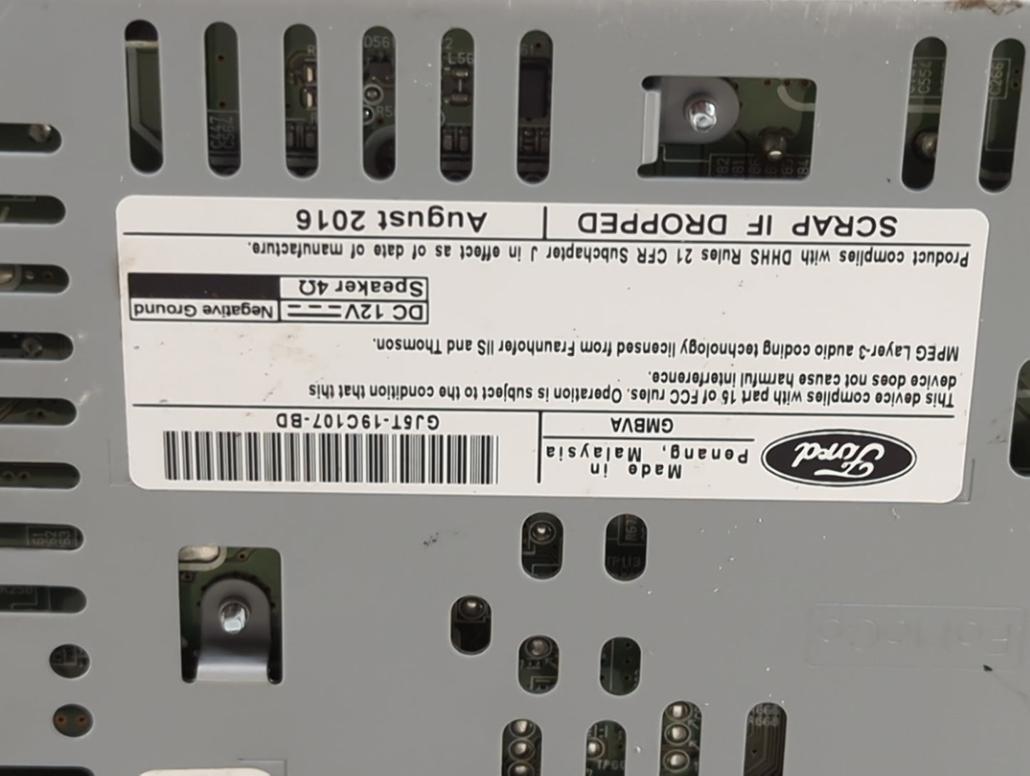 2019 Ford Escape Radio AM FM Cd Player Receiver Replacement P/N:GJ5T-19C107-BD GJ5T-19C107-KA, CQ-GJ36N14MC Fits OEM Used Au