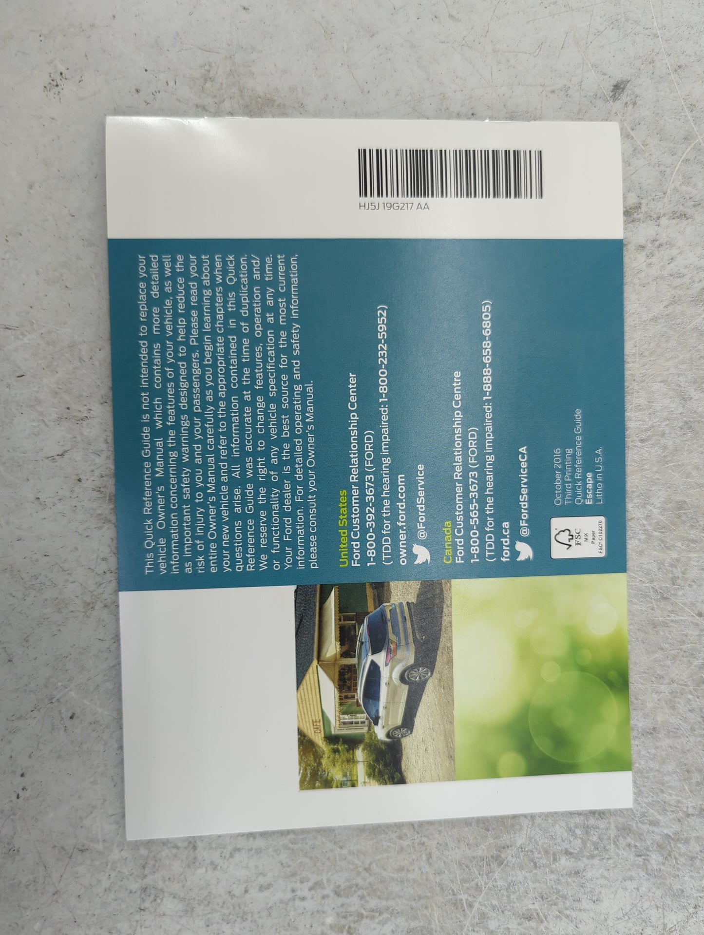 2017 Ford Escape Owners Manual Book Guide P/N:HJ5J19A321AC HJ5J19G217AA OEM Used Auto Parts - Oemusedautoparts1.com