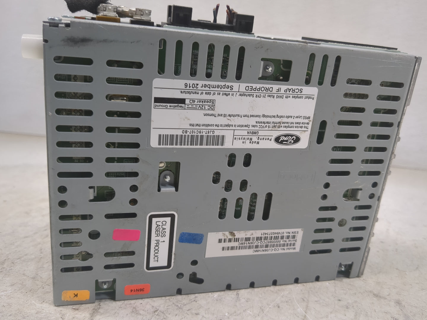 2017 Ford Escape Radio AM FM Cd Player Receiver Replacement P/N:GJ5T-19C107-BD CO-GJ36N14MC Fits OEM Used Auto Parts - Oemus