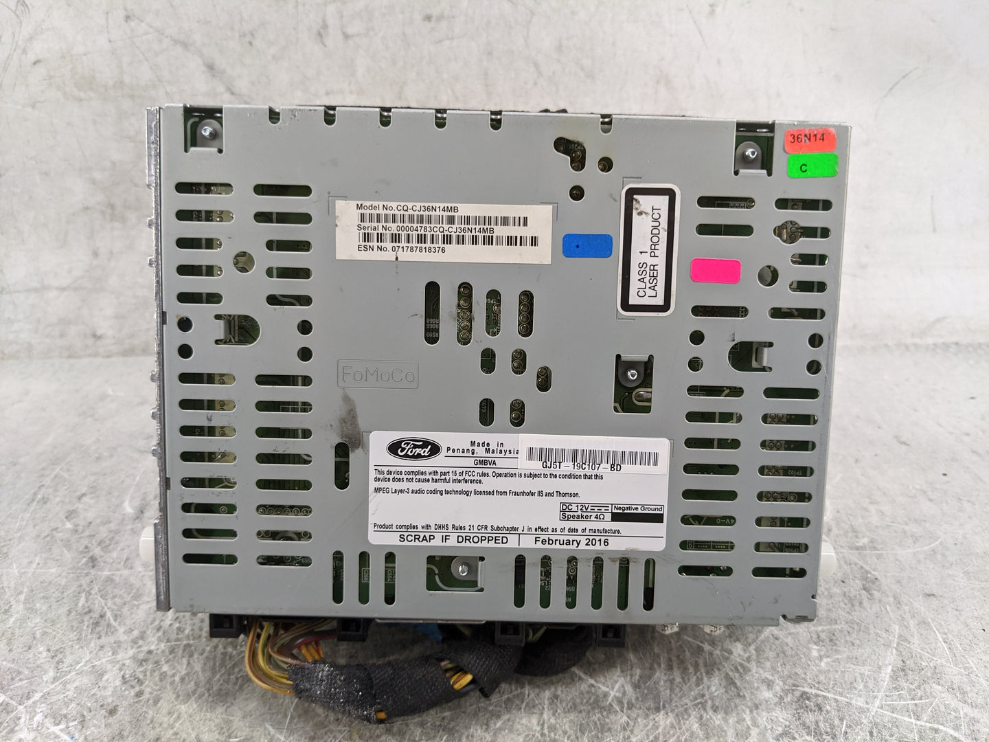 2017 Ford Escape Radio AM FM Cd Player Receiver Replacement P/N:CQ-CJ36N14MB GJ5T-19C107-BD, GMBVA Fits OEM Used Auto Parts 