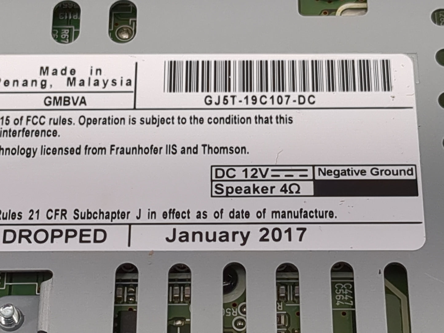 2017 Ford Escape Radio AM FM Cd Player Receiver Replacement P/N:GJ5T-19C107-DC Fits OEM Used Auto Parts - Oemusedautoparts1.