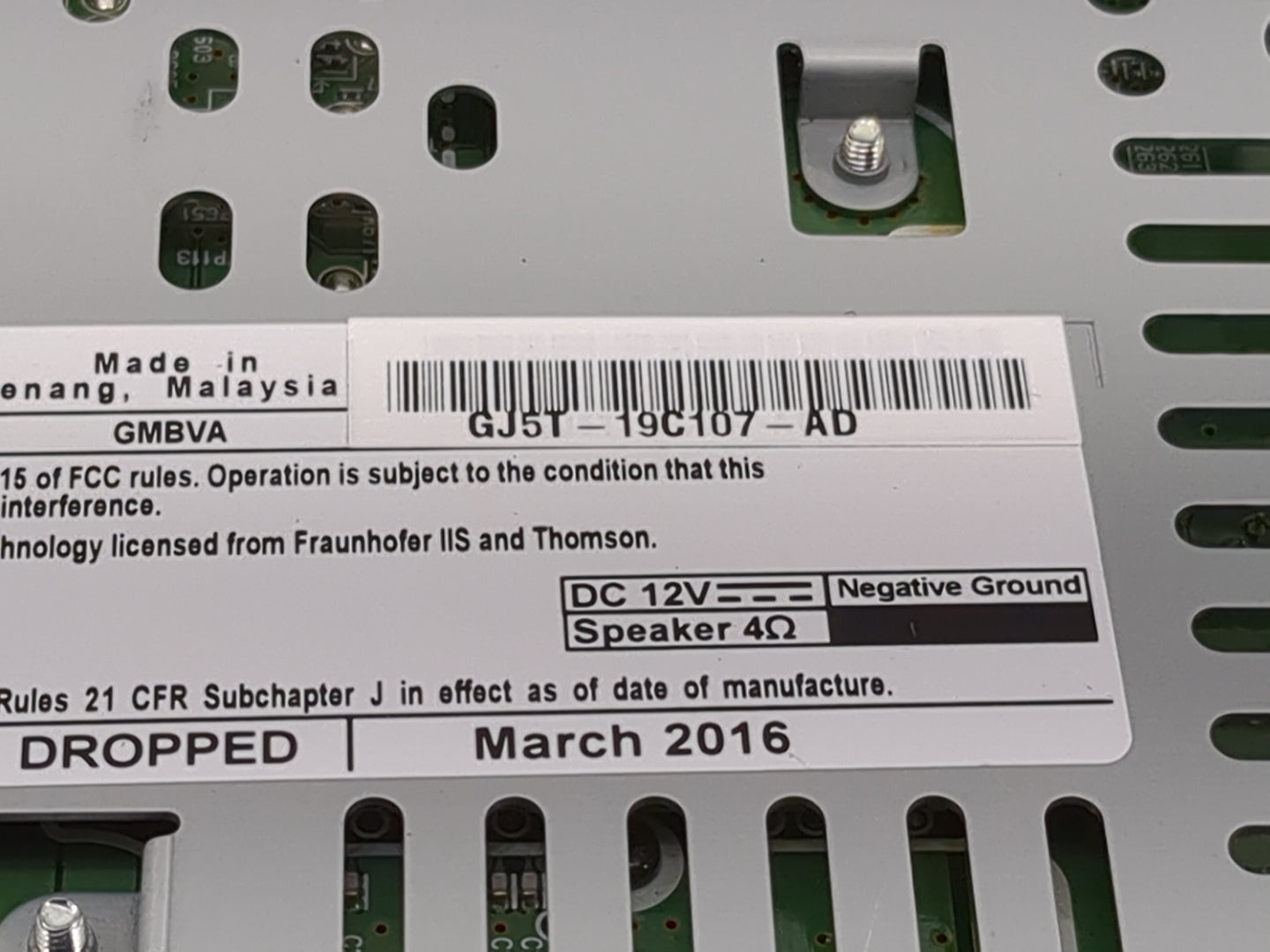 2015-2019 Ford Escape Radio AM FM Cd Player Receiver Replacement P/N:GJ5T-19C107-AD CJ5T-19C107-GA Fits OEM Used Auto Parts 